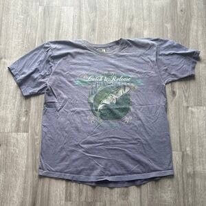 Vintage Snowshoe Thompson Catch & Release Largemouth Bass Fishing T-Shirt Large